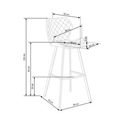 Svetainės baldai | H61 PILKA-BALTA modernaus dizaino baro kėdė virtuvei, svetainei, valgomajam