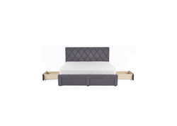 Miegamojo baldai | BEATA160 dvigulė lova su patalynės dežėmis miegamajam, minkšta, traukta audiniu