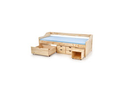 MAKSAS2 natūralios medienos vaikiška lova su stalčiais vaikų, jaunuolio kambariui