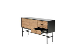 MARKAS KM-1 moderni industrinio stiliaus komoda su stalčiais ir durelėmis svetainei, valgomajam, biurui
