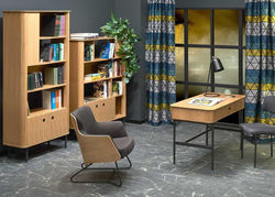 MARTA modernaus industrinio stiliaus svetainės baldų kolekcija: konsolė, pietų stalas, kėdė, komoda, TV staliukas