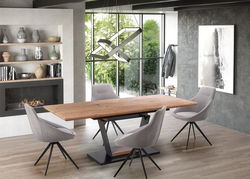 Svetainės baldai | UMBERTO padidinamas pietų stalas, industrinio stiliaus ištraukiamas stalas virtuvei, svetainei, valgomajam