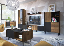 Svetainės baldai | PRS16 modernaus stiliaus svetainės baldų kolekcija: komoda, kavos staliukas, pietų stalas, spintelė, vitrina