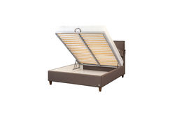 Miegamojo baldai | BAROSA dvigulė lova minkštu galvūgaliu miegamojo kambariui, su patalynės dėže