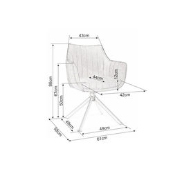 S10 PILKA kėdė, minkštas besisukantis foteliukas, krėslas virtuvei, svetainės, valgomojo kambariui