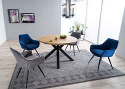 Svetainės baldai | S17 PILKA minkštas foteliukas, kėdė virtuvei, krėslas svetainei, valgomajam