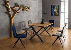 Svetainės baldai | S26 PILKA minkšta kėdė metalinėmis kojelėmis virtuvei, svetainei, valgomojo kambariui, pietų stalui 