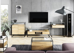 PALAS svetainės baldų kolekcija: TV staliukas, kavos staliukas, komoda, spintelė, konsolė