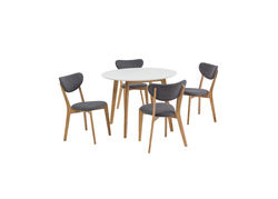 OSLO II BALTAS skandinaviško stiliaus stalas virtuvei, svetainei, valgomajam, apvalus pietų stalas