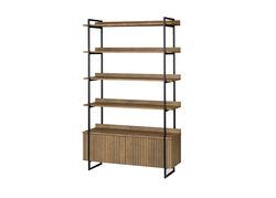 Svetainės baldai | RAVELLO KL/2D1, GBF pastatoma knygų lentyna su durelėmis, natūralaus medžio faneruotės lentyna svetainei, vaikų, jaunuolio kambariui, biurui