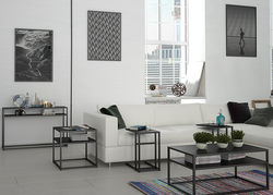 STENAS D šoninis kavos staliukas, modernaus industrinio stiliaus žurnalinis staliukas valgomojo kambariui, svetainei, biurui