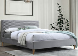AVOLA ŠVIESIAI PILKA dvigulė miegamojo kambario lova, skandinaviško stiliaus lova miegamajam