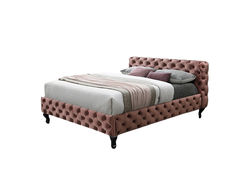 HEMERA160 ROŽINĖ klasikinio dizaino minkšta miegamojo kambario dvigulė lova