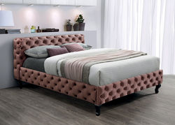 HEMERA160 ROŽINĖ klasikinio dizaino minkšta miegamojo kambario dvigulė lova