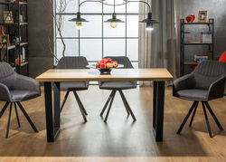 VAKARIS ĄŽUOLAS pietų stalas, industrinio stiliaus stalas virtuvei, svetainei, valgomojo kambariui