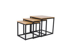 TITAS kavos staliukų komplektas, industrinio stiliaus kavos staliukai svetainei, valgomojo kambariui, biurui