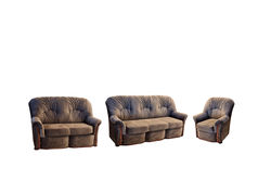 LAURA-1 minkštų svetainės baldų kolekcija: fotelis, dvivietė sofa-lova, trivietė miegama sofa