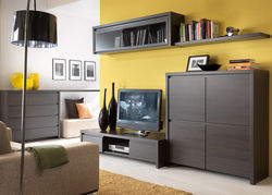 KASPERAS119 VENGĖ svetainės baldų komplektas: komoda, spintelė, TV staliukas, pakabinama lentyna
