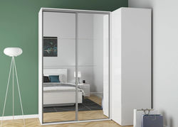 FELIX16 moderni kampinė spinta su veidrodžiais miegamajam, svetainei, prieškambariui, vaikų, jaunuolio kambariui
