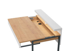 DARIJA ARLINGTON/BALTA modernus rašomasis stalas atitraukiamu stalviršiu vaikų, jaunuolio kambariui, darbo, biuro stalas