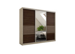 3D/245 SONOMA TAMSI/ŠVIESI LAMELE moderni spinta stumdomom durim su veidrodžiu svetainei, miegamajam, prieškambariui, vaikų, jaunuolio kambariui