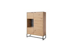 AMBRA8 modernių svetainės baldų komplektas: komoda, spintelė, vitrina, indauja, kavos staliukas