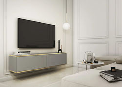 OREO 135 PILKA modernaus stiliaus pakabinama TV spintelė svetainės, valgomojo kambariui