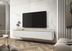 OREO 175 BALTA pakabinama moderni TV spintelė svetainei, valgomojo kambariui