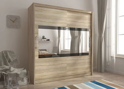 MATEO IV 200 SONOMA modernaus stiliaus spinta stumdomom durim su veidrodžiais miegamajam, svetainei, prieškambariui