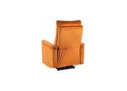 NELLA M VELVET CINAMONO minkštas patogus fotelis reglaineris su masažo funkcija svetainei, miegamajam, valgomojo kambariui