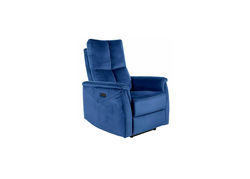 NELLA M VELVET MĖLYNA fotelis su poilsio mechanizmu ir masažo funkcija svetainei, valgomajam, miegamojo kambariui