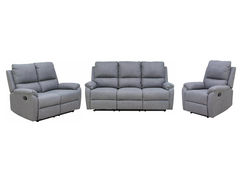 SKARLET 3+2+1 BJORN PILKA minkštų baldų komplektas: fotelis, dvivietė sofa, trivietė sofa, su poilsio mecahnizmais
