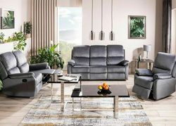 SKARLET 3+2+1 VELVET PILKA minkštų baldų komplektas su poilsio mechanizmais: fotelis, dvivietė sofa, trivietė sofa