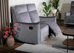 TESSA 2 VELVET PILKA dvivietė sofa su poilsio mechanizmais svetainei, valgomajam, reglaineris