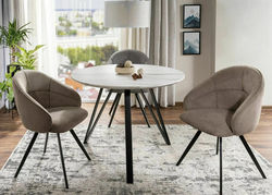 CAMILA VARDO SMĖLIO minkšta modernaus stiliaus besisukanti kėdė svetainei, valgomajam, virtuvei