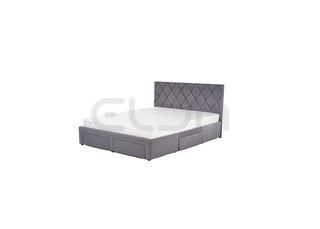 Miegamojo baldai | BEATA160 dvigulė lova su patalynės dežėmis miegamajam, minkšta, traukta audiniu